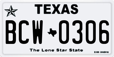TX license plate BCW0306