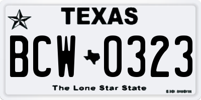 TX license plate BCW0323
