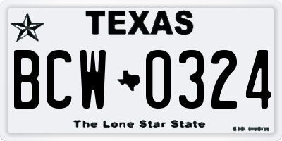 TX license plate BCW0324