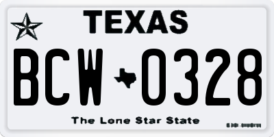 TX license plate BCW0328
