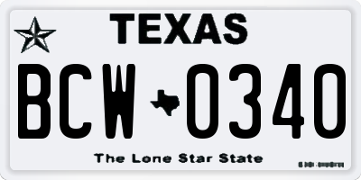 TX license plate BCW0340