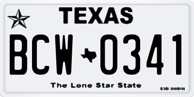 TX license plate BCW0341