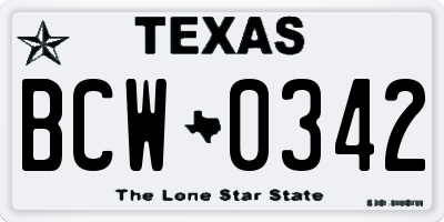 TX license plate BCW0342
