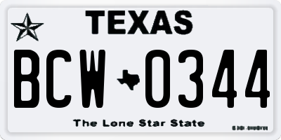 TX license plate BCW0344