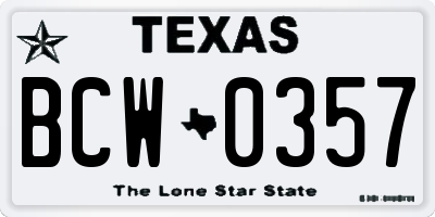 TX license plate BCW0357