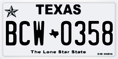 TX license plate BCW0358