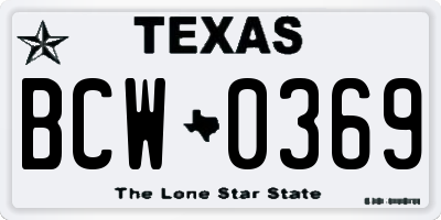 TX license plate BCW0369