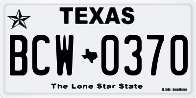 TX license plate BCW0370