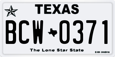 TX license plate BCW0371