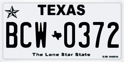 TX license plate BCW0372