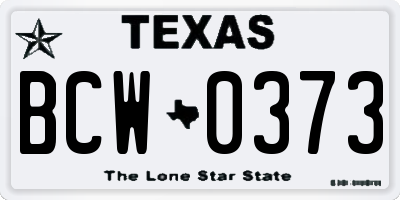 TX license plate BCW0373