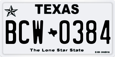 TX license plate BCW0384