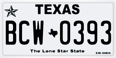 TX license plate BCW0393
