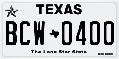 TX license plate BCW0400