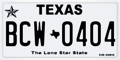 TX license plate BCW0404