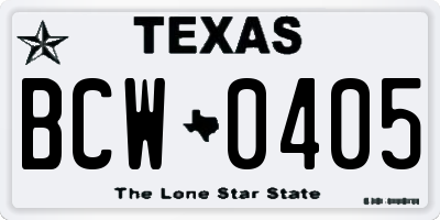 TX license plate BCW0405