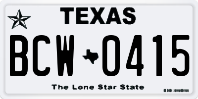 TX license plate BCW0415