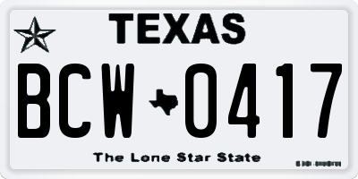 TX license plate BCW0417