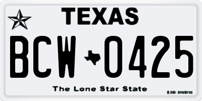 TX license plate BCW0425