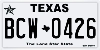 TX license plate BCW0426