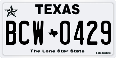 TX license plate BCW0429