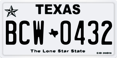 TX license plate BCW0432