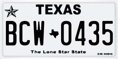 TX license plate BCW0435