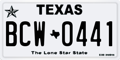 TX license plate BCW0441