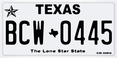 TX license plate BCW0445