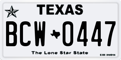 TX license plate BCW0447