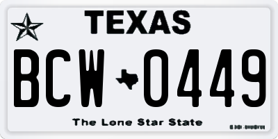 TX license plate BCW0449
