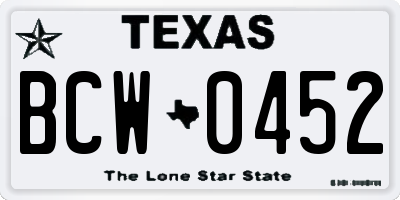 TX license plate BCW0452