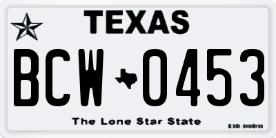 TX license plate BCW0453