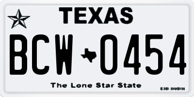TX license plate BCW0454