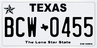 TX license plate BCW0455