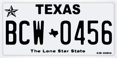 TX license plate BCW0456
