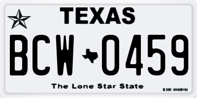 TX license plate BCW0459