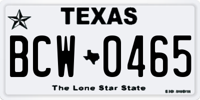 TX license plate BCW0465