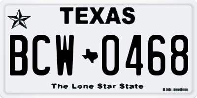 TX license plate BCW0468