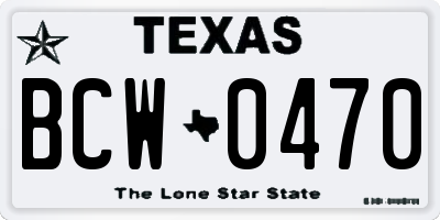 TX license plate BCW0470