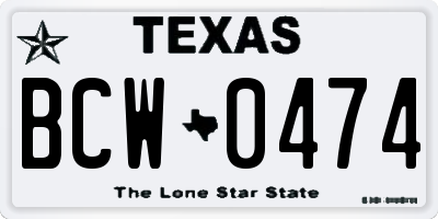 TX license plate BCW0474