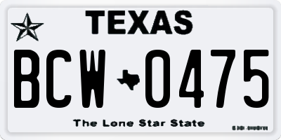 TX license plate BCW0475