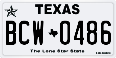TX license plate BCW0486