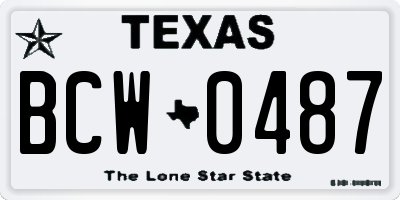 TX license plate BCW0487