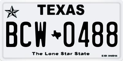TX license plate BCW0488