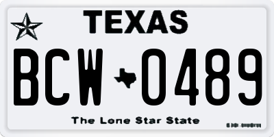 TX license plate BCW0489