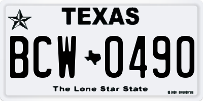 TX license plate BCW0490