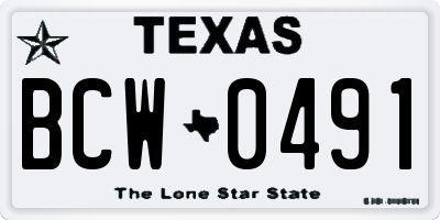 TX license plate BCW0491