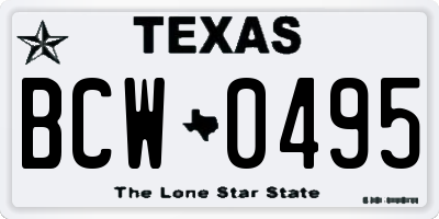 TX license plate BCW0495