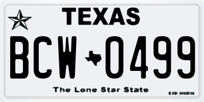 TX license plate BCW0499